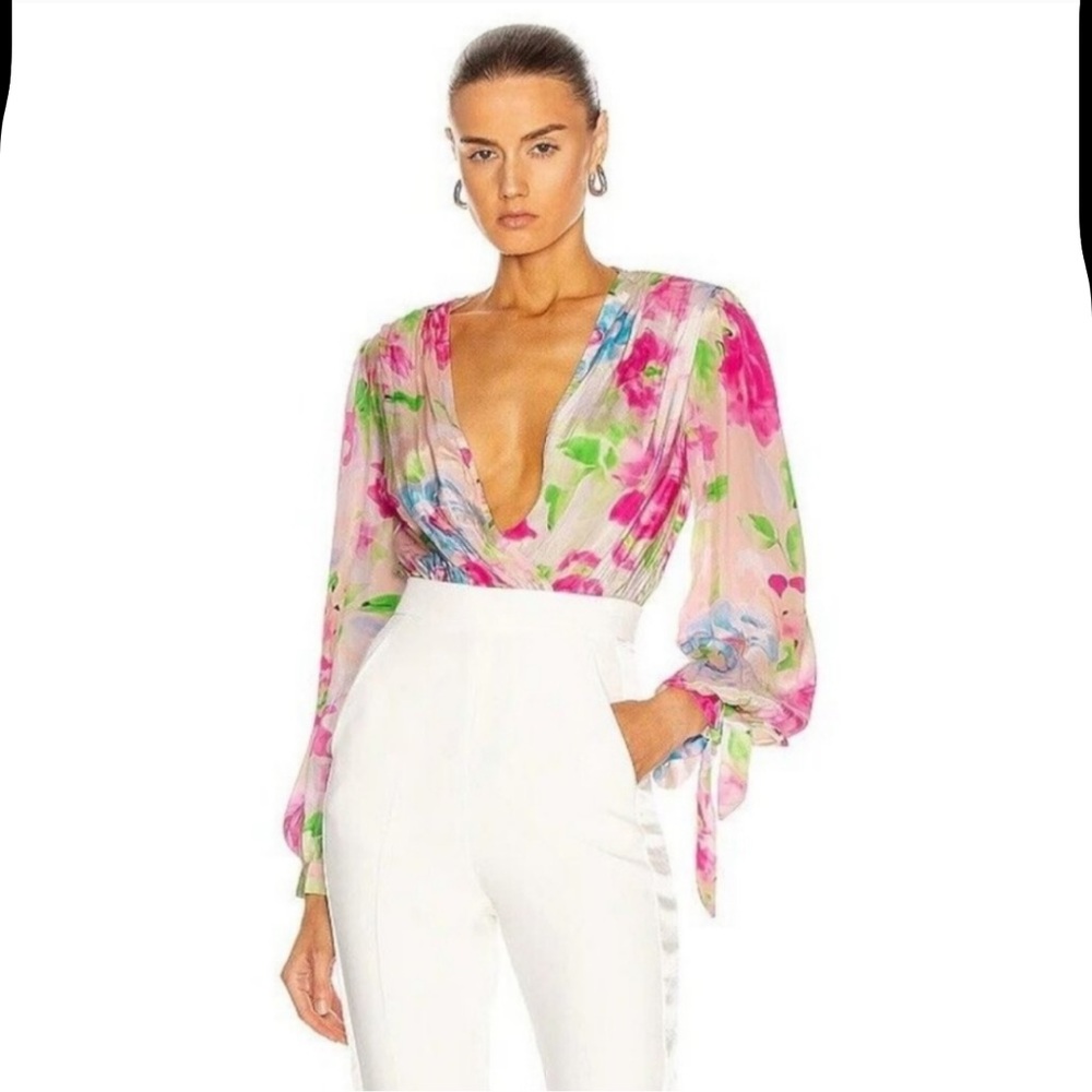 Rococo Sand Alora floral crepe bodysuit NWT S $198